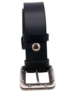 Ceinture cuir bleu marine 4 cm avec boucle industrielle métal vieilli – vue de face 2