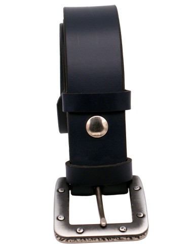 Ceinture pleine fleur bleu marine 4 cm – détail boucle industrielle