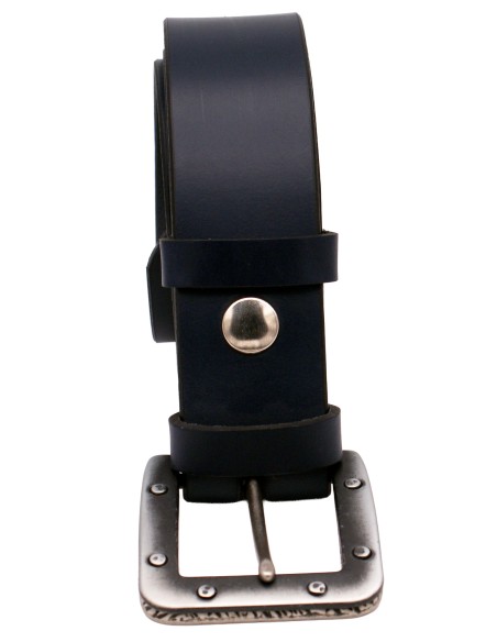 Ceinture pleine fleur bleu marine 4 cm – détail boucle industrielle