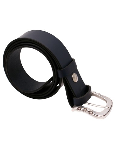 Ceinture bleu marine 4 cm – boucle argentée brillante démontable, vue enroulée