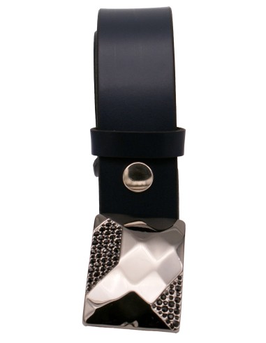 Ceinture bleu marine 4 cm – Boucle plaque noire...