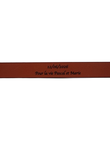 Gravure sur ceinture cognac 3 cm de large