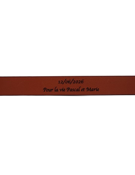 Gravure sur ceinture cognac 3 cm de large