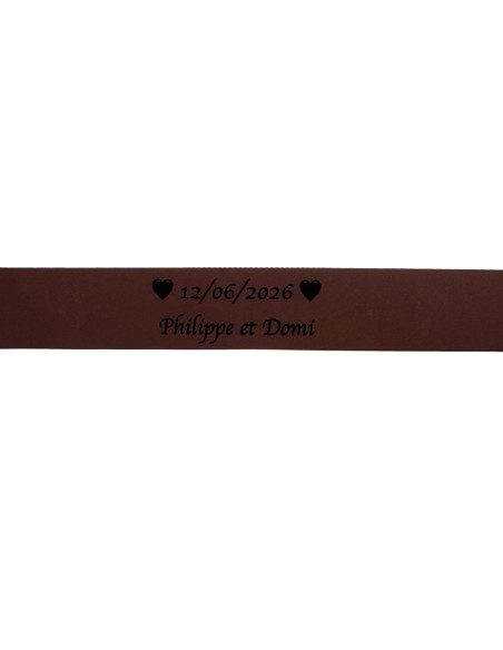 Gravure sur ceinture marron foncé 3,5 cm de large