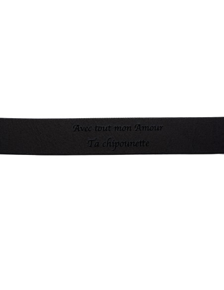 Gravure sur ceinture noire 3,5 cm de large