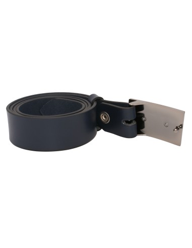Ceinture en cuir bleu marine 3,5 cm boucle graphite-dos
