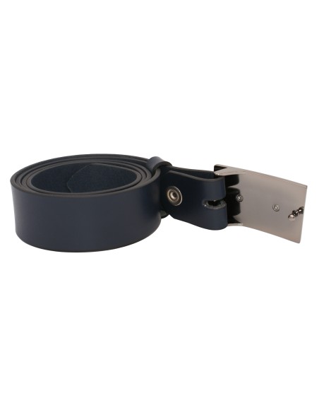 Ceinture en cuir bleu marine 3,5 cm boucle graphite-dos